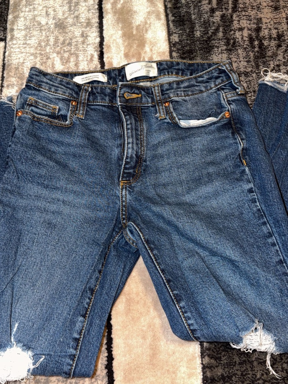 Universal Thread Blue Skinny Jeans with Distressed Hem